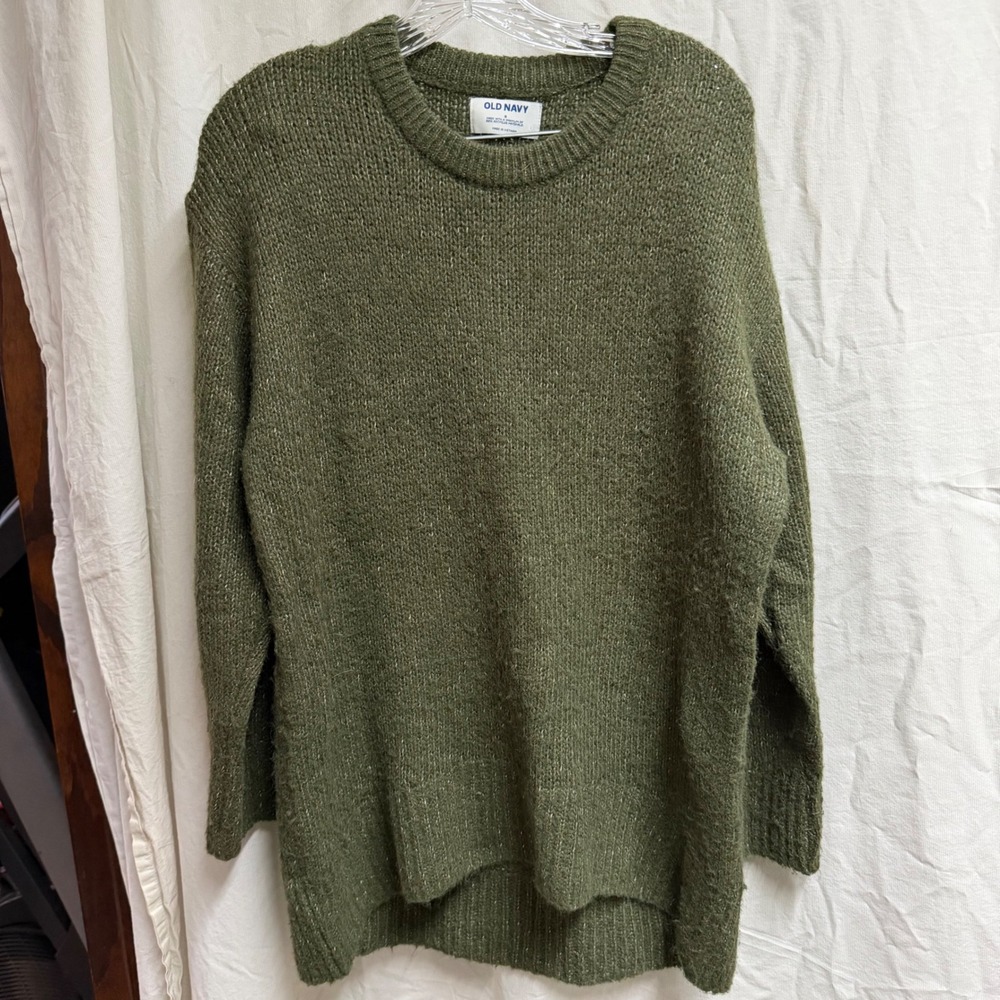 Old Navy Womens Olive Green Marl Knit High Low Tunic Sweater Small